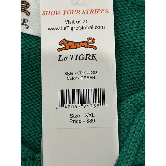 Le Tigre NWT Green Knit Hoodie Sweater Tiger Graphic Sz XXL - Picture 7 of 10